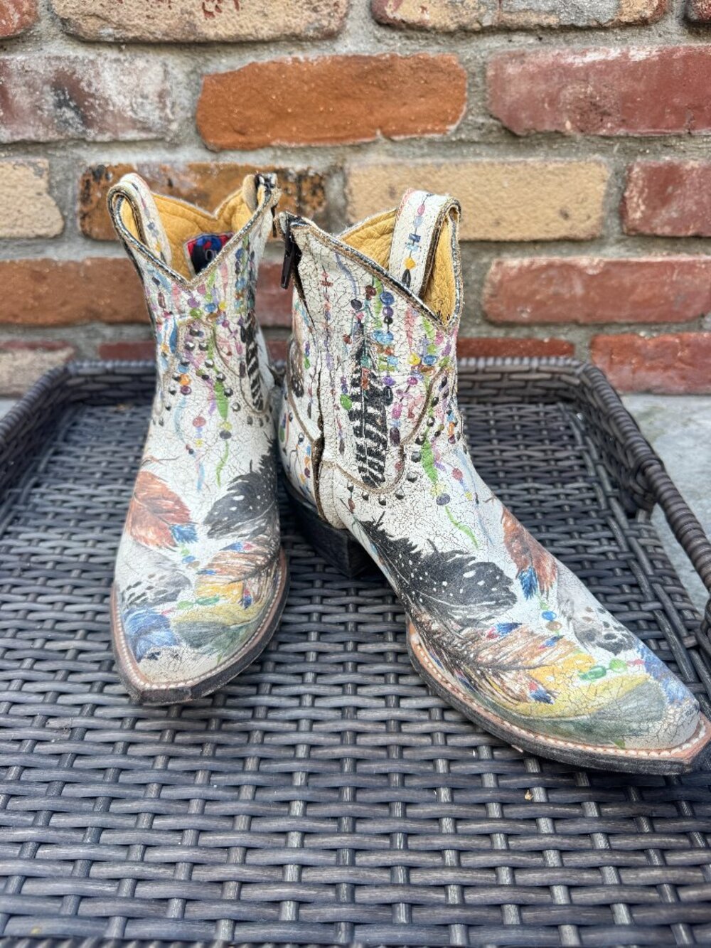 Old Gringo Feather Dreamcatcher Western Ankle Boots 7B